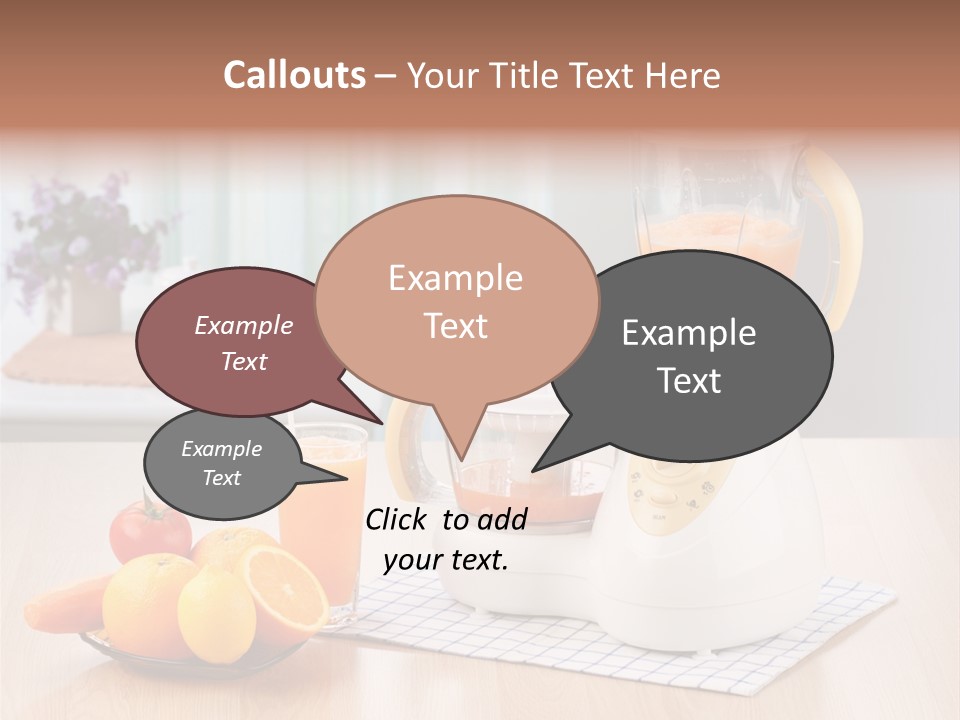 A White Blender Sitting On Top Of A Wooden Table PowerPoint Template