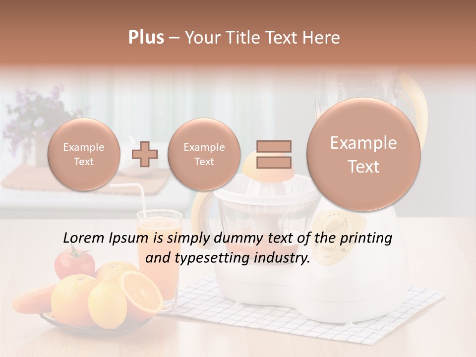 A White Blender Sitting On Top Of A Wooden Table PowerPoint Template
