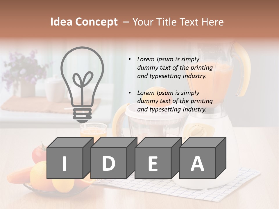 A White Blender Sitting On Top Of A Wooden Table PowerPoint Template