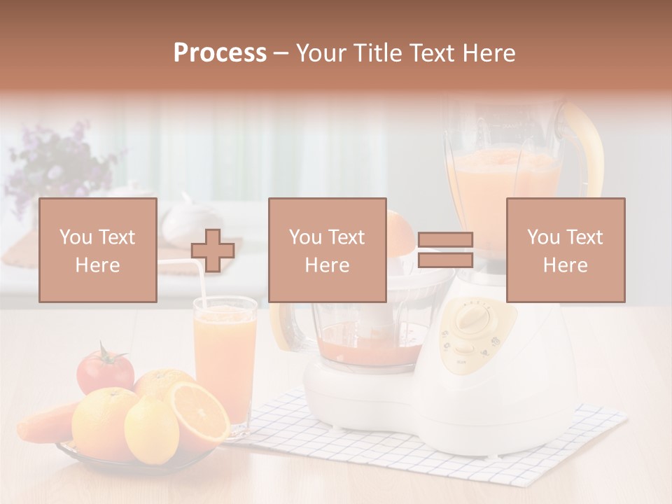 A White Blender Sitting On Top Of A Wooden Table PowerPoint Template