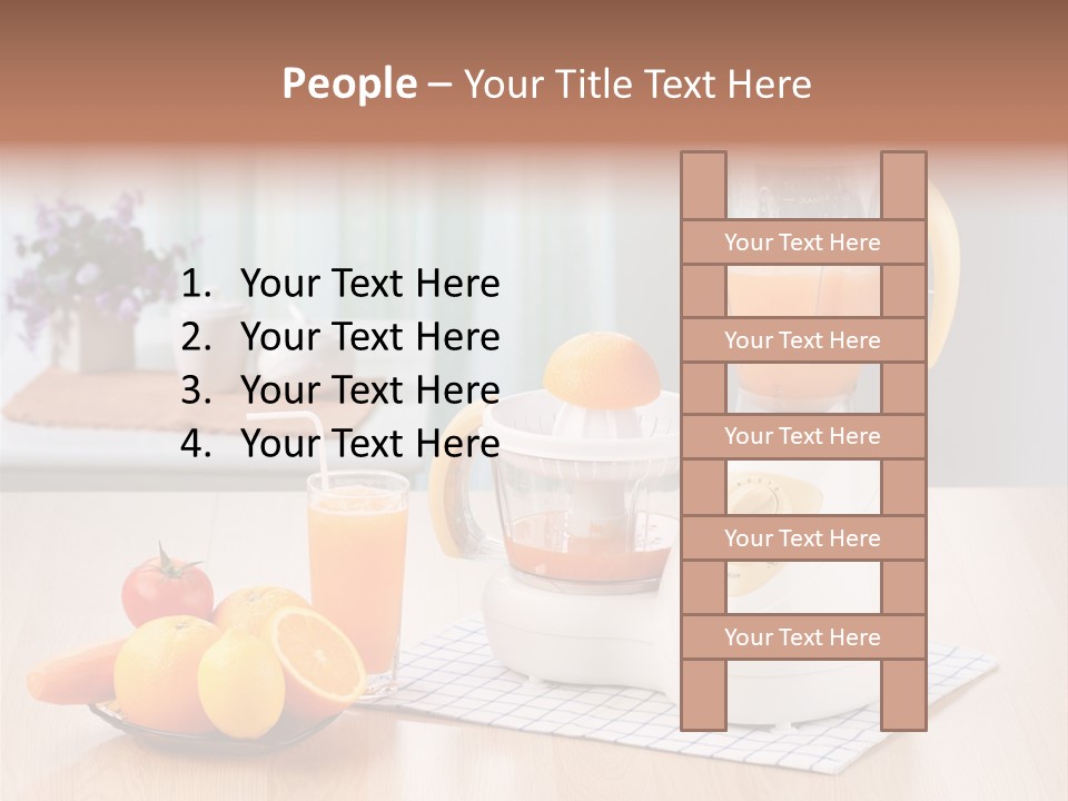 A White Blender Sitting On Top Of A Wooden Table PowerPoint Template
