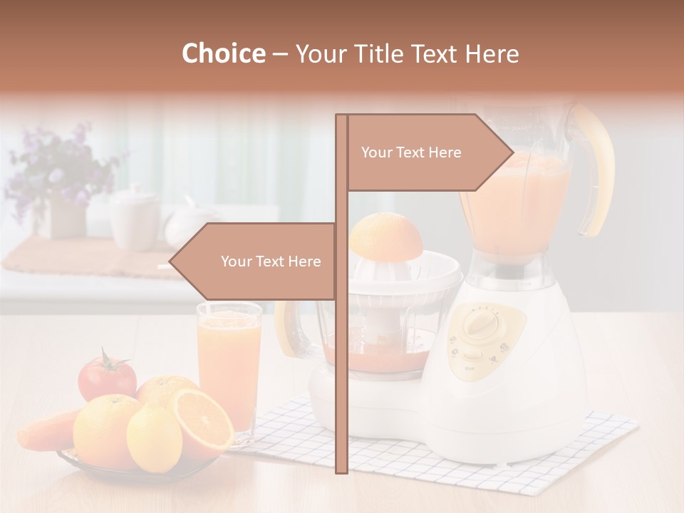 A White Blender Sitting On Top Of A Wooden Table PowerPoint Template