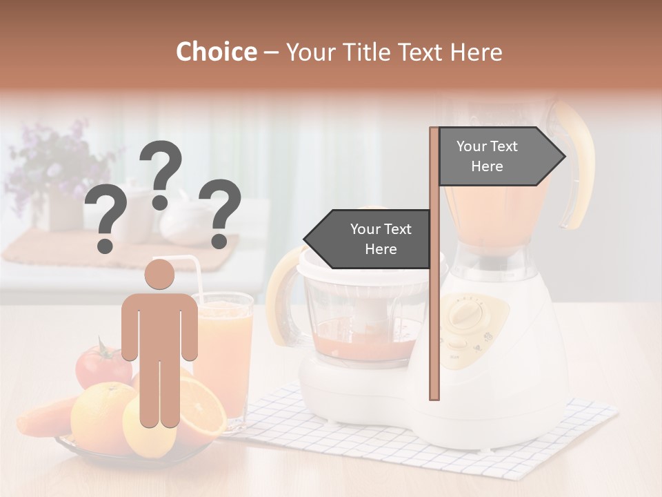 A White Blender Sitting On Top Of A Wooden Table PowerPoint Template