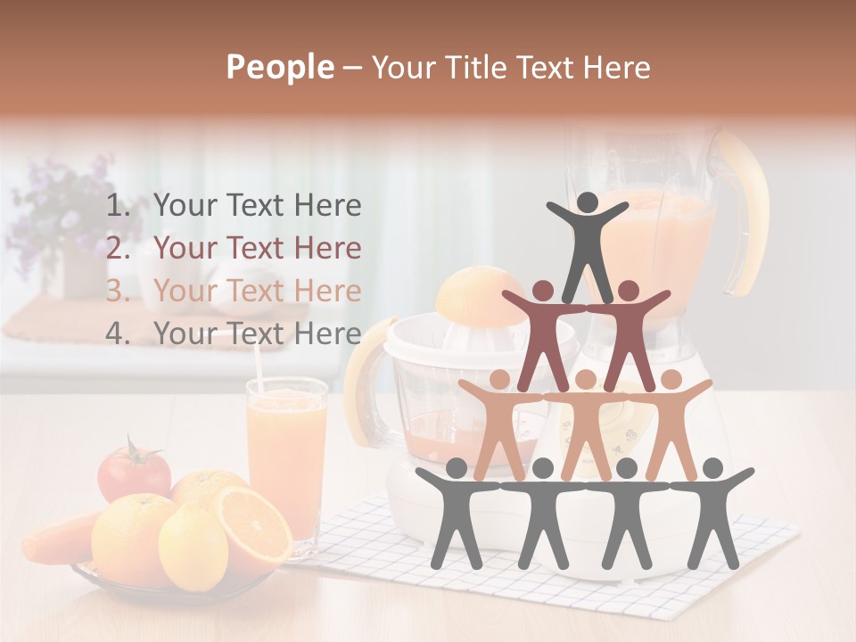 A White Blender Sitting On Top Of A Wooden Table PowerPoint Template