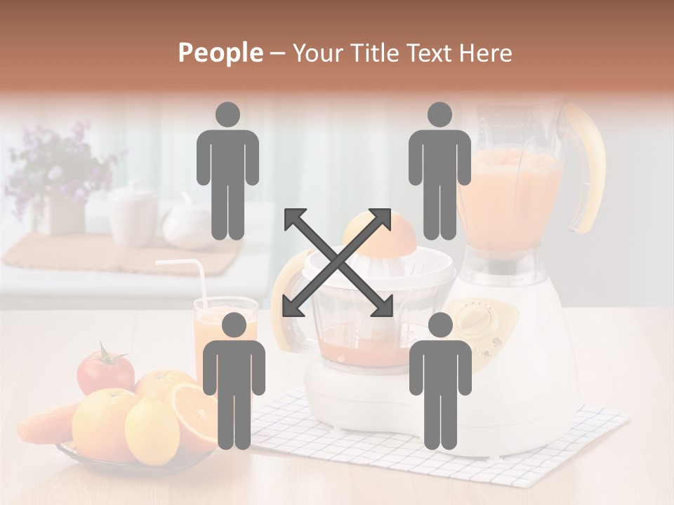 A White Blender Sitting On Top Of A Wooden Table PowerPoint Template