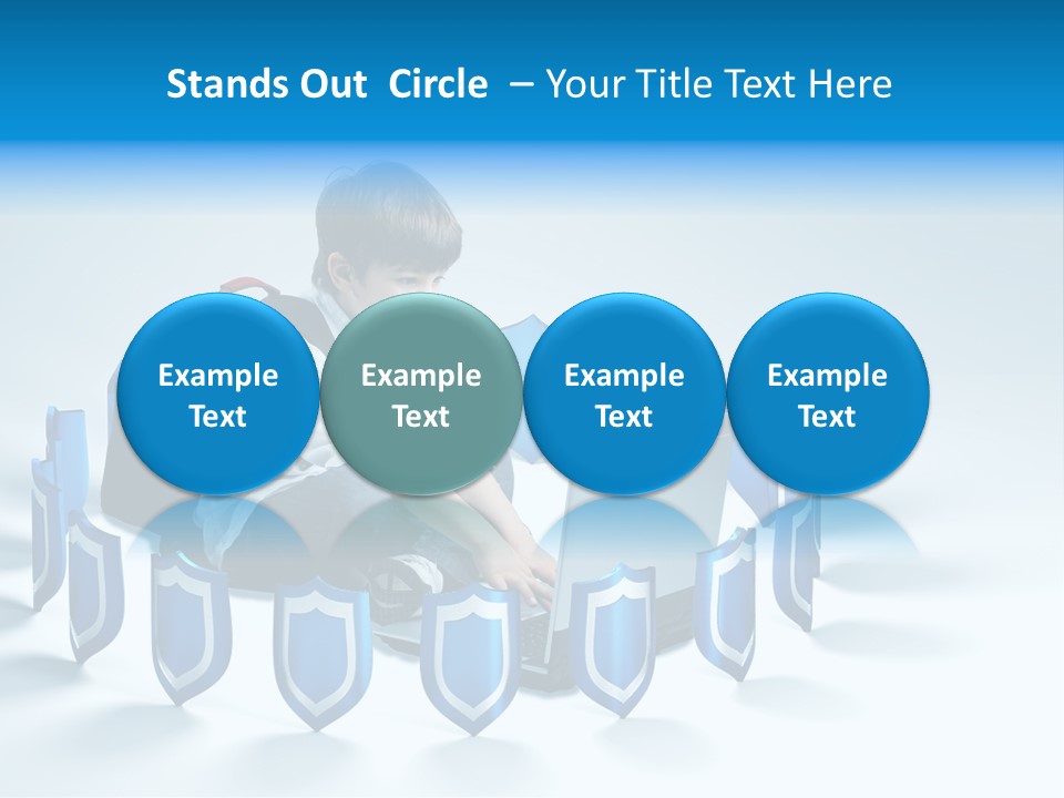 A Young Boy Sitting On The Ground Using A Laptop PowerPoint Template