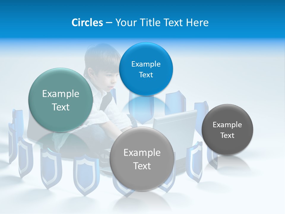 A Young Boy Sitting On The Ground Using A Laptop PowerPoint Template