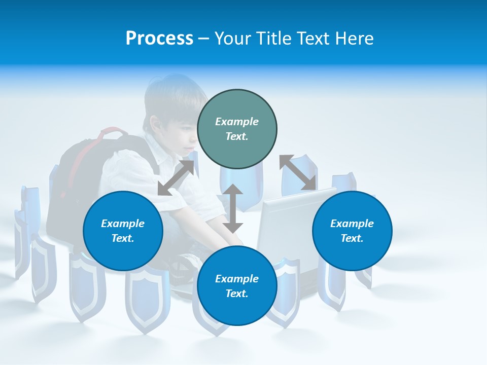 A Young Boy Sitting On The Ground Using A Laptop PowerPoint Template