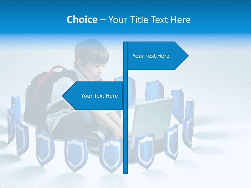 A Young Boy Sitting On The Ground Using A Laptop PowerPoint Template