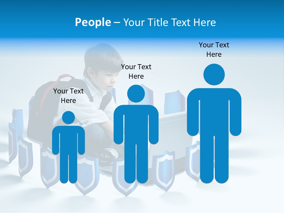 A Young Boy Sitting On The Ground Using A Laptop PowerPoint Template