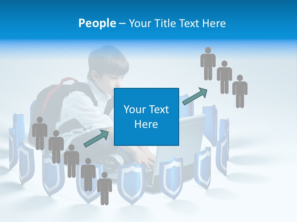 A Young Boy Sitting On The Ground Using A Laptop PowerPoint Template