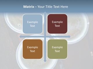 Three Cups Of Coffee Sitting On Top Of A Wooden Table PowerPoint Template