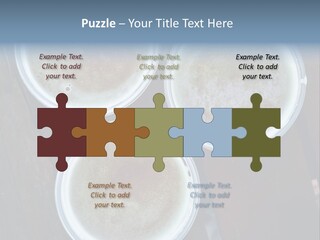 Three Cups Of Coffee Sitting On Top Of A Wooden Table PowerPoint Template