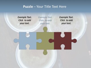 Three Cups Of Coffee Sitting On Top Of A Wooden Table PowerPoint Template