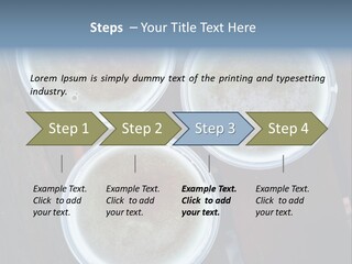 Three Cups Of Coffee Sitting On Top Of A Wooden Table PowerPoint Template