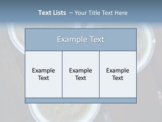 Three Cups Of Coffee Sitting On Top Of A Wooden Table PowerPoint Template