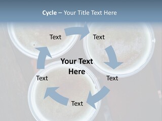 Three Cups Of Coffee Sitting On Top Of A Wooden Table PowerPoint Template