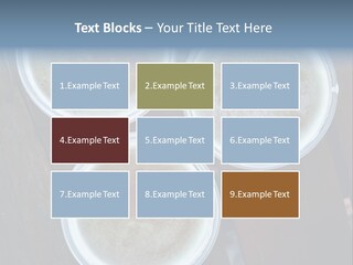 Three Cups Of Coffee Sitting On Top Of A Wooden Table PowerPoint Template