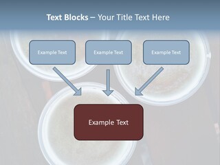 Three Cups Of Coffee Sitting On Top Of A Wooden Table PowerPoint Template