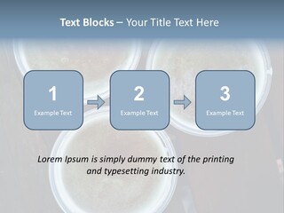 Three Cups Of Coffee Sitting On Top Of A Wooden Table PowerPoint Template