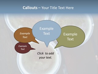 Three Cups Of Coffee Sitting On Top Of A Wooden Table PowerPoint Template