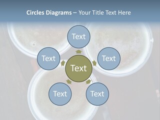 Three Cups Of Coffee Sitting On Top Of A Wooden Table PowerPoint Template