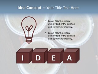 Three Cups Of Coffee Sitting On Top Of A Wooden Table PowerPoint Template