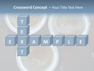 Three Cups Of Coffee Sitting On Top Of A Wooden Table PowerPoint Template