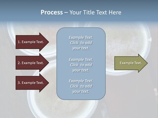 Three Cups Of Coffee Sitting On Top Of A Wooden Table PowerPoint Template