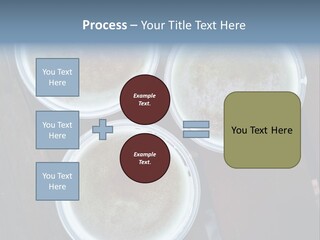 Three Cups Of Coffee Sitting On Top Of A Wooden Table PowerPoint Template
