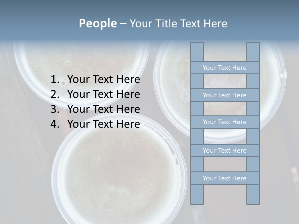 Three Cups Of Coffee Sitting On Top Of A Wooden Table PowerPoint Template