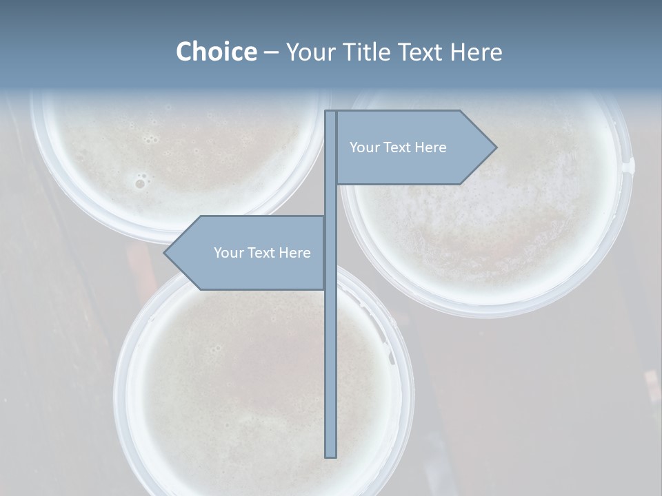 Three Cups Of Coffee Sitting On Top Of A Wooden Table PowerPoint Template