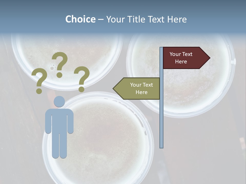 Three Cups Of Coffee Sitting On Top Of A Wooden Table PowerPoint Template