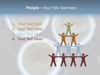 Three Cups Of Coffee Sitting On Top Of A Wooden Table PowerPoint Template