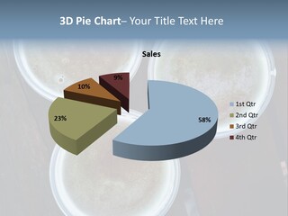 Three Cups Of Coffee Sitting On Top Of A Wooden Table PowerPoint Template