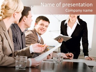 Young Success Businesswoman PowerPoint Template