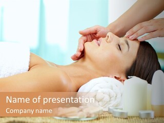 A Woman Getting A Facial Massage At A Spa PowerPoint Template