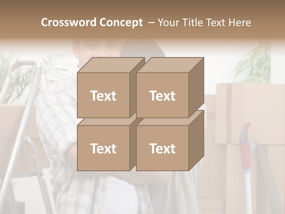 A Man And A Woman Standing In Front Of Moving Boxes PowerPoint Template