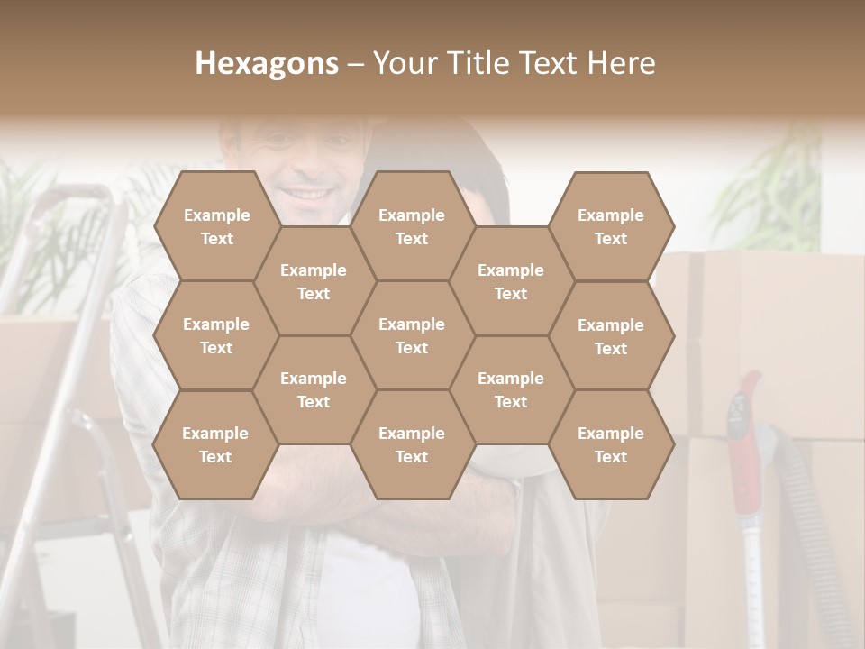 A Man And A Woman Standing In Front Of Moving Boxes PowerPoint Template