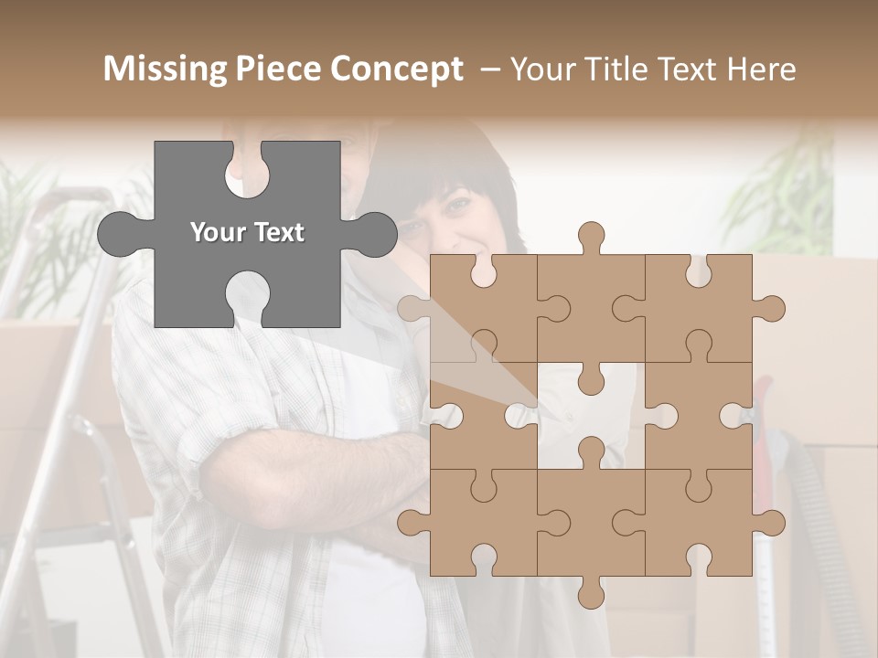 A Man And A Woman Standing In Front Of Moving Boxes PowerPoint Template