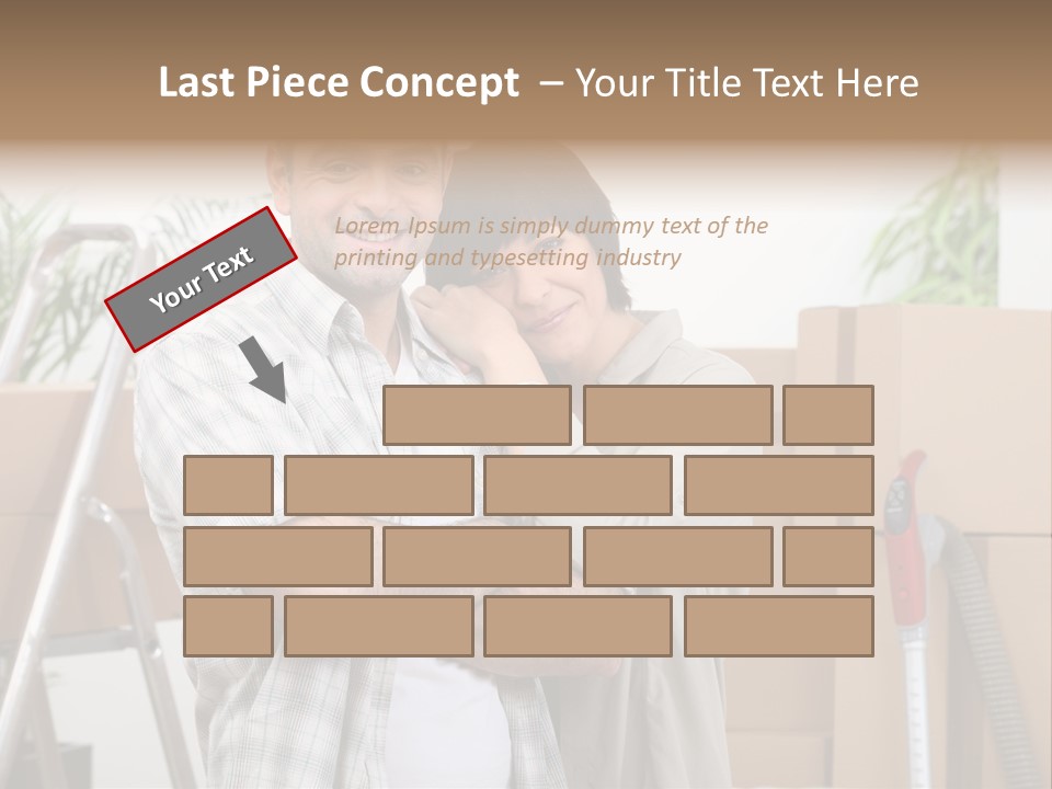 A Man And A Woman Standing In Front Of Moving Boxes PowerPoint Template