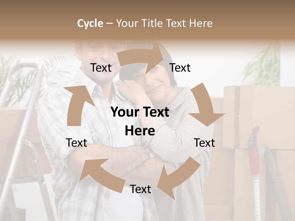 A Man And A Woman Standing In Front Of Moving Boxes PowerPoint Template