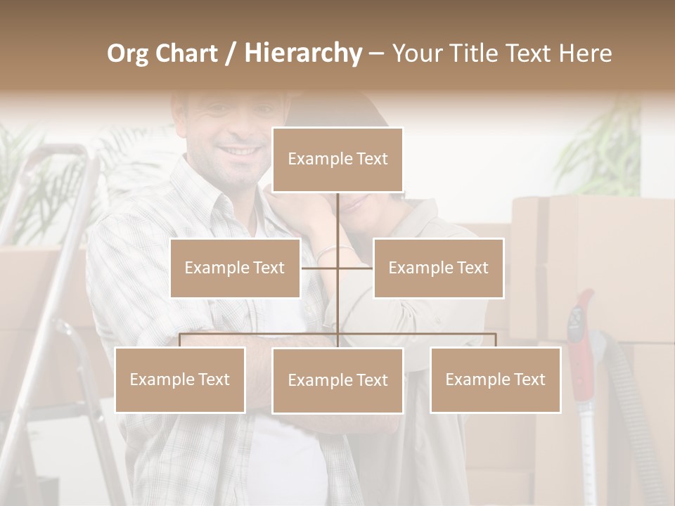 A Man And A Woman Standing In Front Of Moving Boxes PowerPoint Template