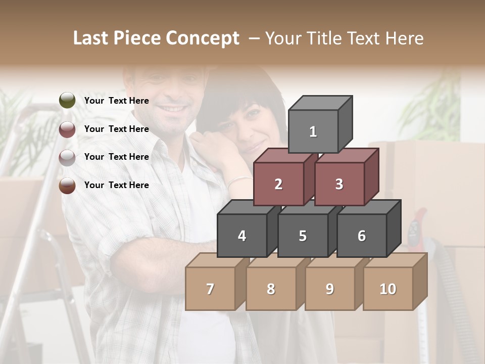 A Man And A Woman Standing In Front Of Moving Boxes PowerPoint Template
