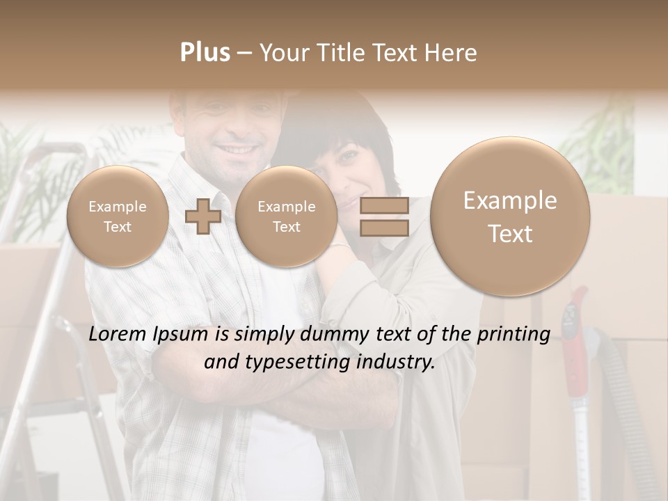 A Man And A Woman Standing In Front Of Moving Boxes PowerPoint Template