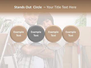 A Man And A Woman Standing In Front Of Moving Boxes PowerPoint Template