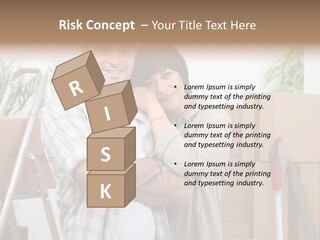 A Man And A Woman Standing In Front Of Moving Boxes PowerPoint Template