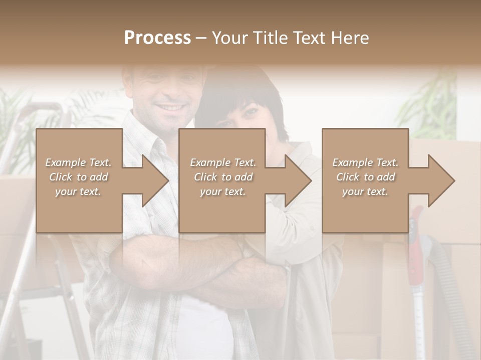 A Man And A Woman Standing In Front Of Moving Boxes PowerPoint Template