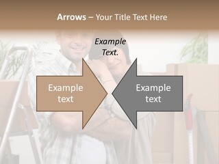 A Man And A Woman Standing In Front Of Moving Boxes PowerPoint Template