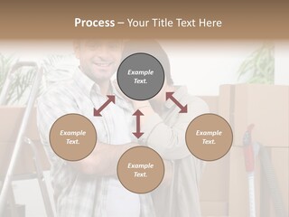 A Man And A Woman Standing In Front Of Moving Boxes PowerPoint Template